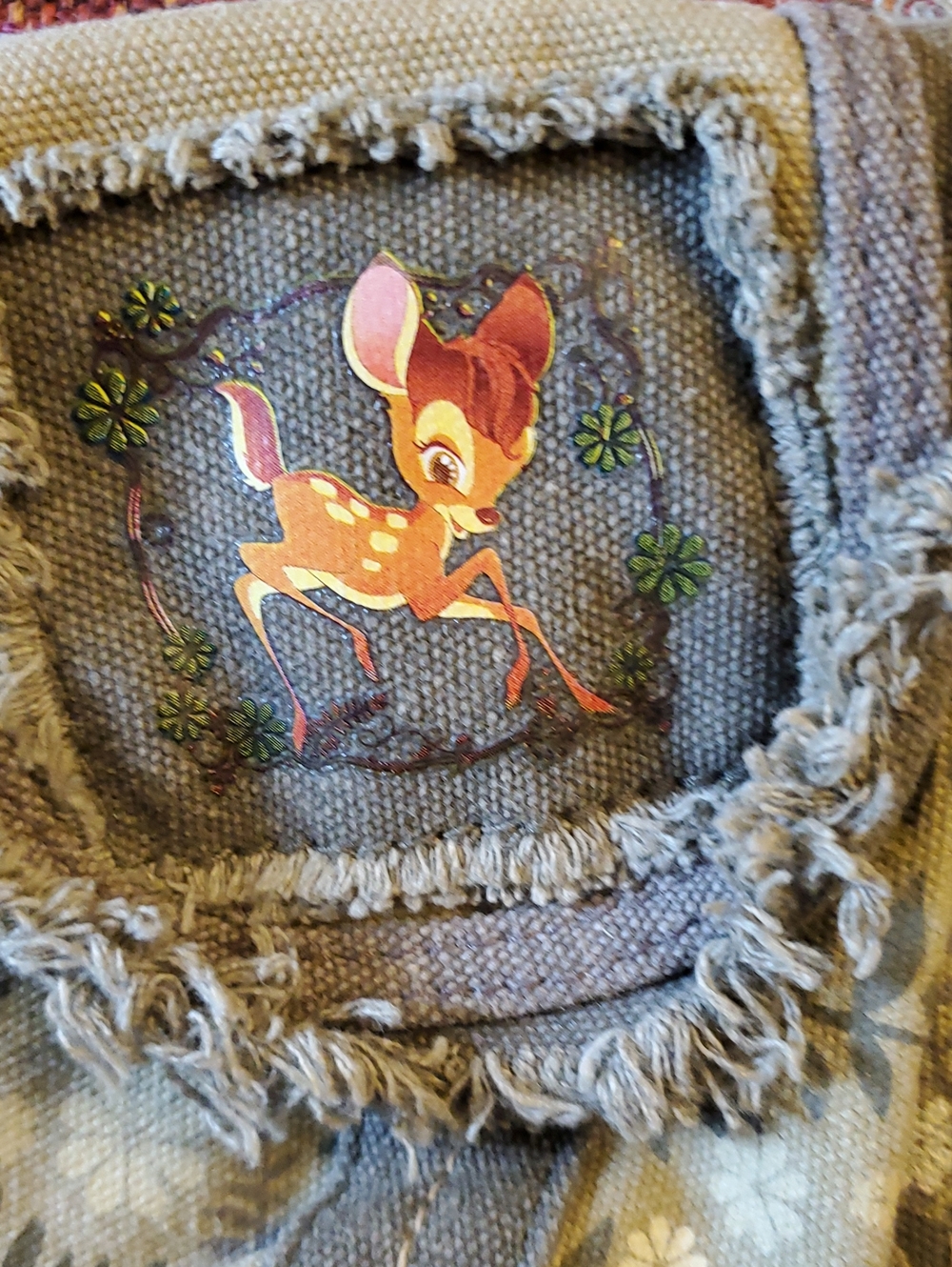 Disney Bambi Canvas Olive Green Belt Bag With 2 Outer Pockets - Picture 2 of 6